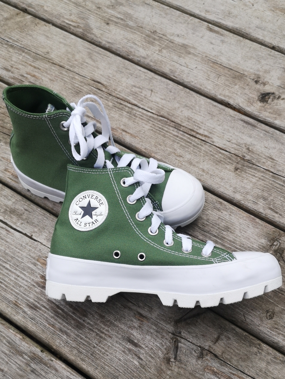 Converse All Star green platform hi-top sneakers